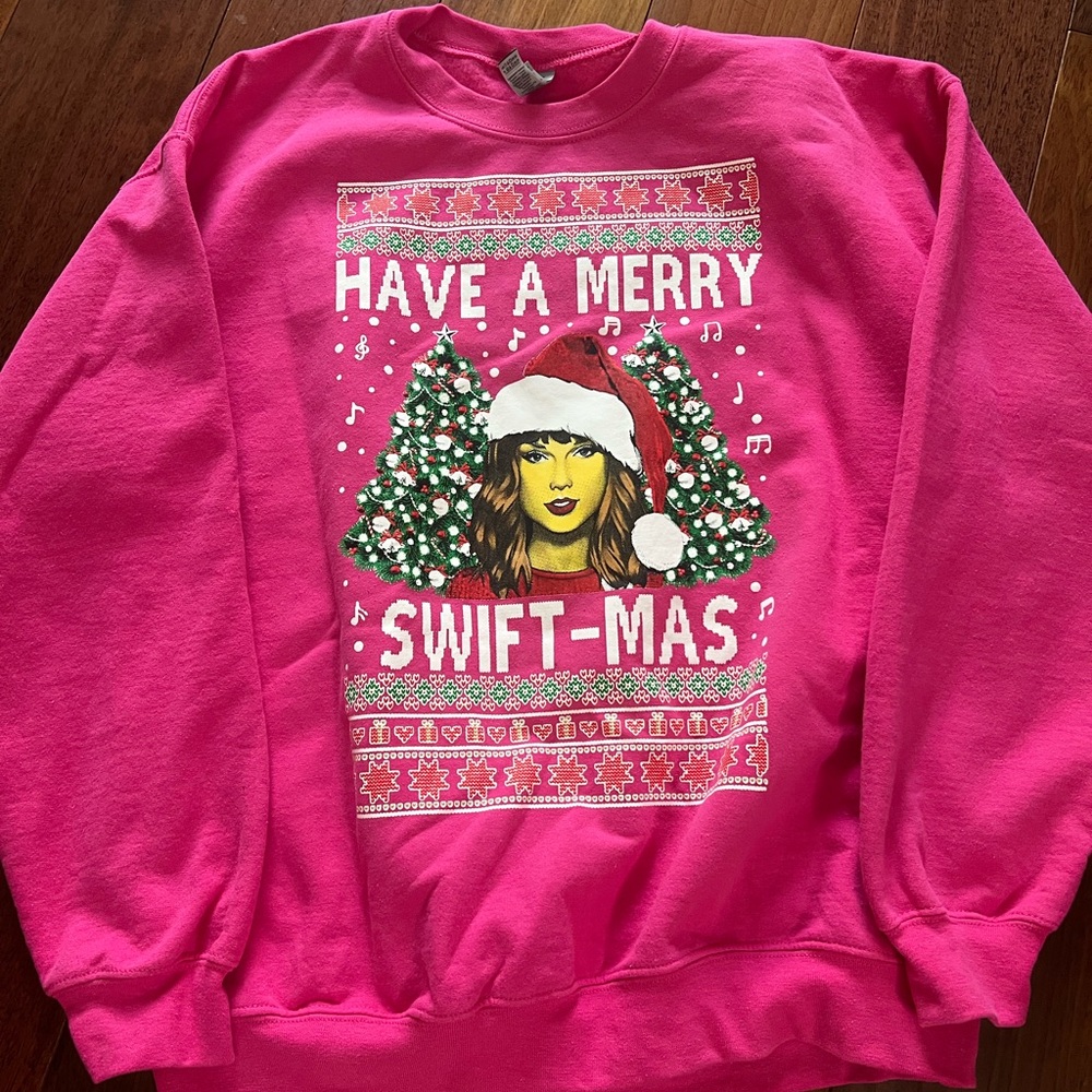 Merry Swift-mas Pink Sweatshirt. EC Size L